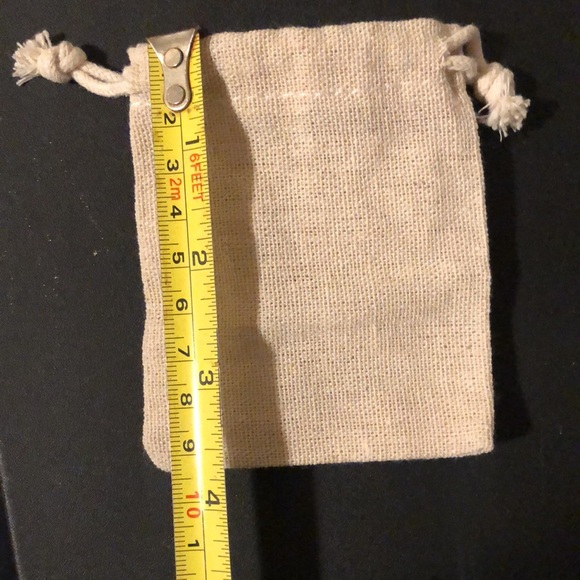 10pc JUTE NOVELTY BAGS with COTTON CORD DRAWSTRING 3”x4” - Picture 5 of 6